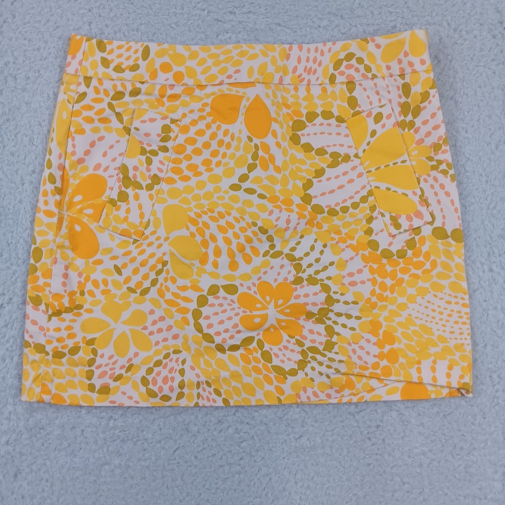 J.Crew Mini Skirt Womens 4 Yellow Floral Petal Print Stretch Cotton Retro 07161